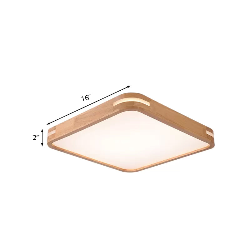 Square Ceiling Mounted Light Modernism Wood Beige LED Flush Mount Lamp in White/Warm/Natural Light, 12"/16"/19.5"/23.5" Wide Clearhalo 'Ceiling Lights' 'Close To Ceiling Lights' 'Close to ceiling' 'Flush mount' Lighting' 1433568