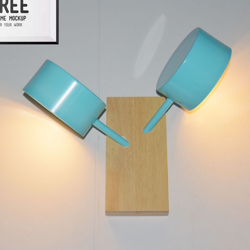 Double Drum Shade Wall Mounted Light Contemporary Metal 2 Bulbs Black/White/Blue Wall Lighting Fixture for Kitchen Clearhalo 'Cast Iron' 'Glass' 'Industrial' 'Modern wall lights' 'Modern' 'Tiffany' 'Traditional wall lights' 'Wall Lamps & Sconces' 'Wall Lights' Lighting' 1433569