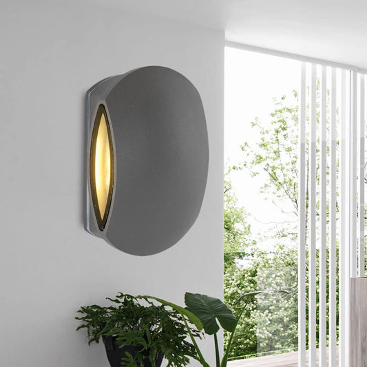 Outdoor Round Wall Light Sconce Aluminum Contemporary Black Sconce Light Fixture in Warm/White Clearhalo 'Cast Iron' 'Glass' 'Industrial' 'Modern wall lights' 'Modern' 'Tiffany' 'Traditional wall lights' 'Wall Lamps & Sconces' 'Wall Lights' Lighting' 1433574