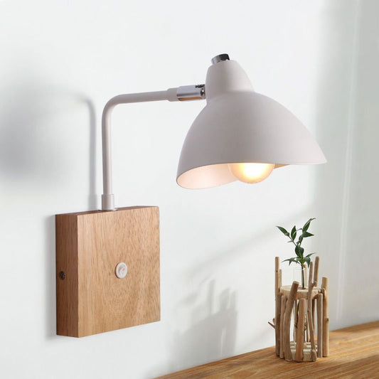 Waveforms Metal Wall Mounted Lamp Contemporary 1 Light White Wall Light Sconce with Square Wooden Backplate Clearhalo 'Cast Iron' 'Glass' 'Industrial' 'Modern wall lights' 'Modern' 'Tiffany' 'Traditional wall lights' 'Vanity Lights' 'Wall Lights' Lighting' 1433600