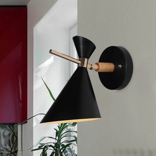 Angle Shade Wall Sconce Macaron Metal 1 Light Black/White/Pink/Yellow/Green Wall Sconce Light for Bedroom Clearhalo 'Cast Iron' 'Glass' 'Industrial' 'Modern wall lights' 'Modern' 'Tiffany' 'Traditional wall lights' 'Vanity Lights' 'Wall Lights' Lighting' 1433616
