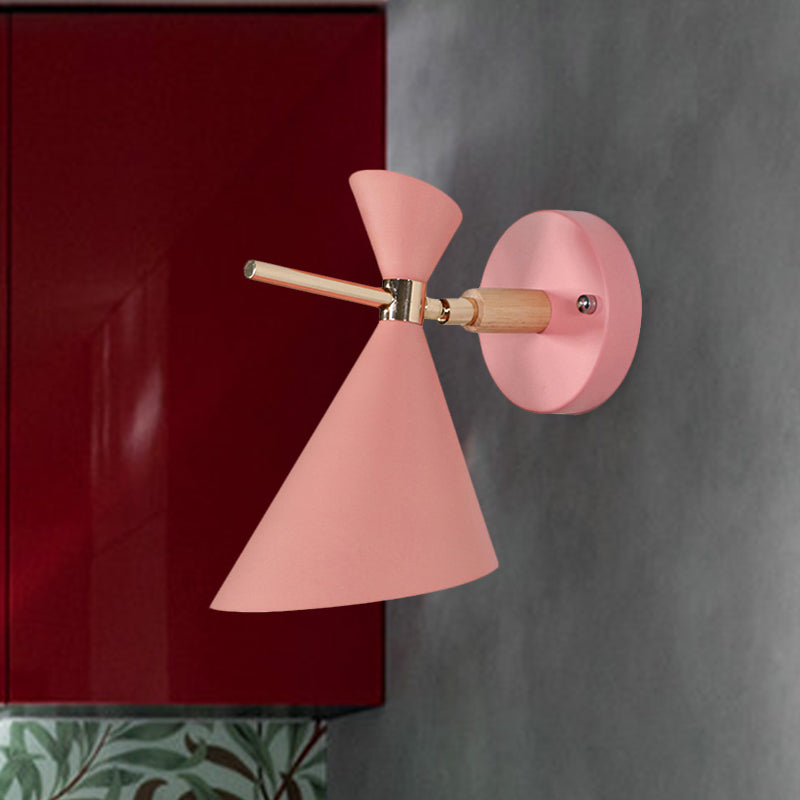 Angle Shade Wall Sconce Macaron Metal 1 Light Black/White/Pink/Yellow/Green Wall Sconce Light for Bedroom Clearhalo 'Cast Iron' 'Glass' 'Industrial' 'Modern wall lights' 'Modern' 'Tiffany' 'Traditional wall lights' 'Vanity Lights' 'Wall Lights' Lighting' 1433617