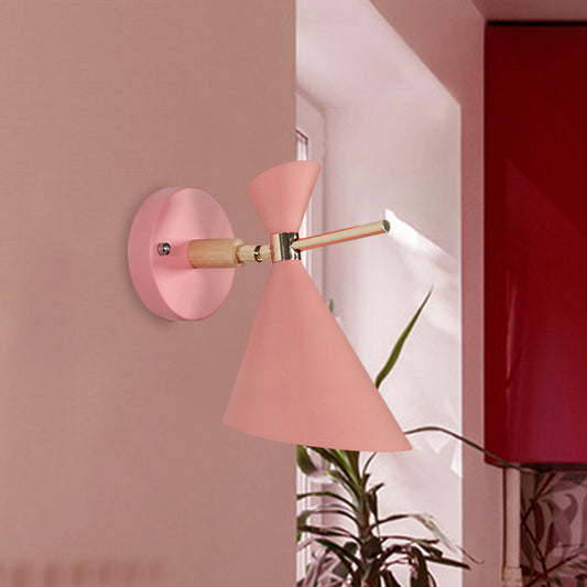 Angle Shade Wall Sconce Macaron Metal 1 Light Black/White/Pink/Yellow/Green Wall Sconce Light for Bedroom Clearhalo 'Cast Iron' 'Glass' 'Industrial' 'Modern wall lights' 'Modern' 'Tiffany' 'Traditional wall lights' 'Vanity Lights' 'Wall Lights' Lighting' 1433618