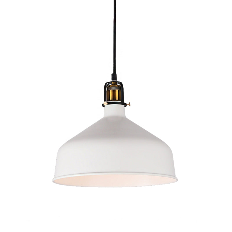 8"/12" Width 1 Bulb Pendant Light with Barn Shade Metal Retro Stylish Dining Room Ceiling Fixture in Black/White Clearhalo 'Ceiling Lights' 'Modern Pendants' 'Modern' 'Pendant Lights' 'Pendants' Lighting' 143362