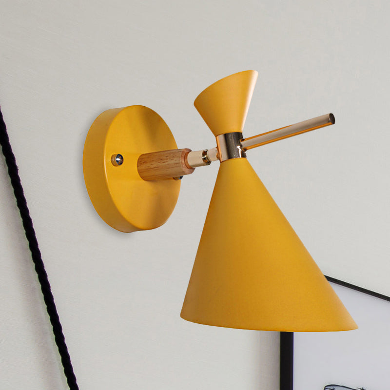 Angle Shade Wall Sconce Macaron Metal 1 Light Black/White/Pink/Yellow/Green Wall Sconce Light for Bedroom Clearhalo 'Cast Iron' 'Glass' 'Industrial' 'Modern wall lights' 'Modern' 'Tiffany' 'Traditional wall lights' 'Vanity Lights' 'Wall Lights' Lighting' 1433620