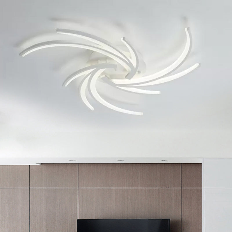 Modern Swirl Flush Mount Lamp Acrylic 3/4/5 Lights White Bedroom Ceiling Fixture in Warm/White Clearhalo 'Ceiling Lights' 'Close To Ceiling Lights' 'Close to ceiling' 'Flush mount' Lighting' 1433639