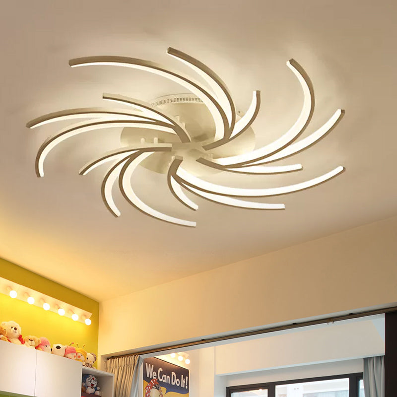 Modern Swirl Flush Mount Lamp Acrylic 3/4/5 Lights White Bedroom Ceiling Fixture in Warm/White Clearhalo 'Ceiling Lights' 'Close To Ceiling Lights' 'Close to ceiling' 'Flush mount' Lighting' 1433641