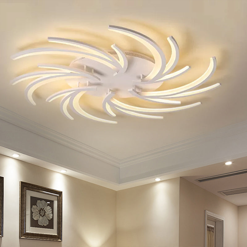 Modern Swirl Flush Mount Lamp Acrylic 3/4/5 Lights White Bedroom Ceiling Fixture in Warm/White Clearhalo 'Ceiling Lights' 'Close To Ceiling Lights' 'Close to ceiling' 'Flush mount' Lighting' 1433642