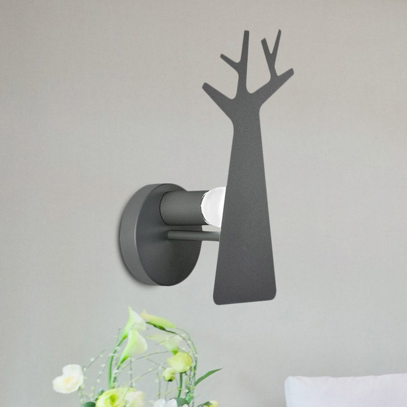 Green/Grey/White Tree Wall Mount Light Nordic Macaron 1 Light Metal Wall Lighting for Bedroom Clearhalo 'Cast Iron' 'Glass' 'Industrial' 'Modern wall lights' 'Modern' 'Tiffany' 'Traditional wall lights' 'Vanity Lights' 'Wall Lights' Lighting' 1433652