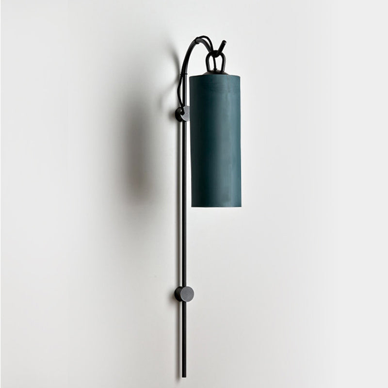 Modern Simple Tube Sconce Lighting Green/White Fabric Shade 1 Light Living Room Lighting in Black/Gold Clearhalo 'Modern wall lights' 'Modern' 'Vanity Lights' 'Wall Lights' Lighting' 1433660