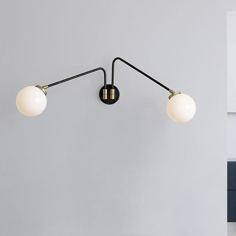 1/2 Lights Global Wall Mount Light Mid Century Modern Opal Glass Wall Sconce in Brass Clearhalo 'Cast Iron' 'Glass' 'Industrial' 'Modern wall lights' 'Modern' 'Tiffany' 'Traditional wall lights' 'Vanity Lights' 'Wall Lights' Lighting' 1433663