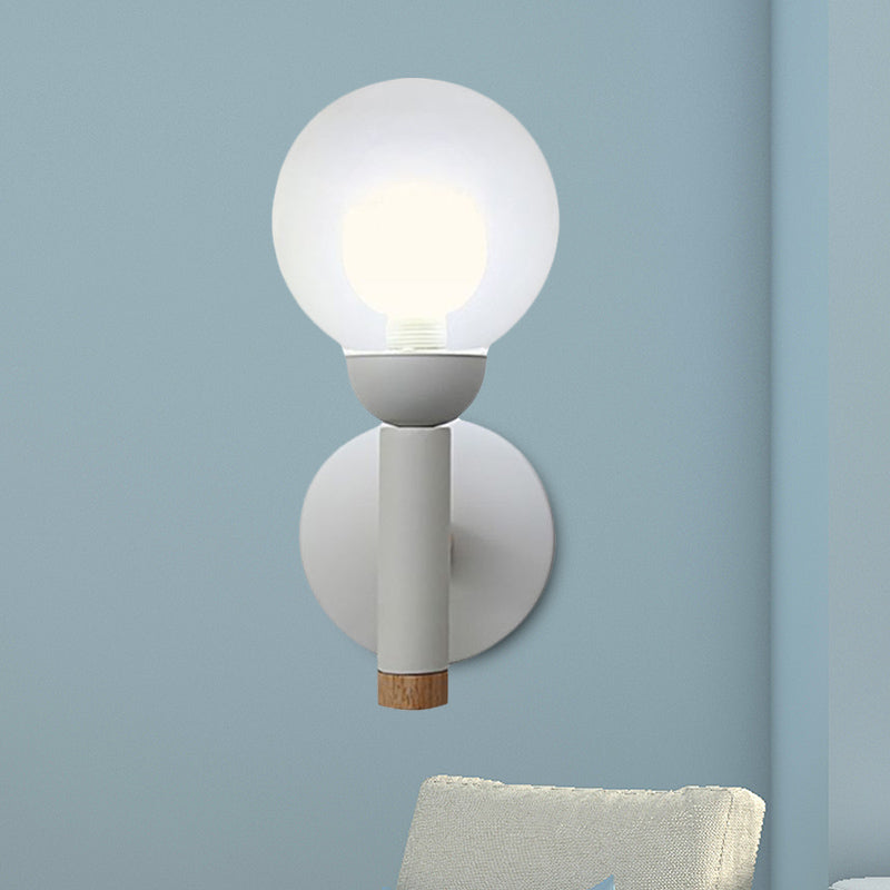 Macaron Style Torch Wall Sconce Clear Glass 1 Light Mini Wall Light in Green/Grey/White Clearhalo 'Cast Iron' 'Glass' 'Industrial' 'Modern wall lights' 'Modern' 'Tiffany' 'Traditional wall lights' 'Vanity Lights' 'Wall Lights' Lighting' 1433669