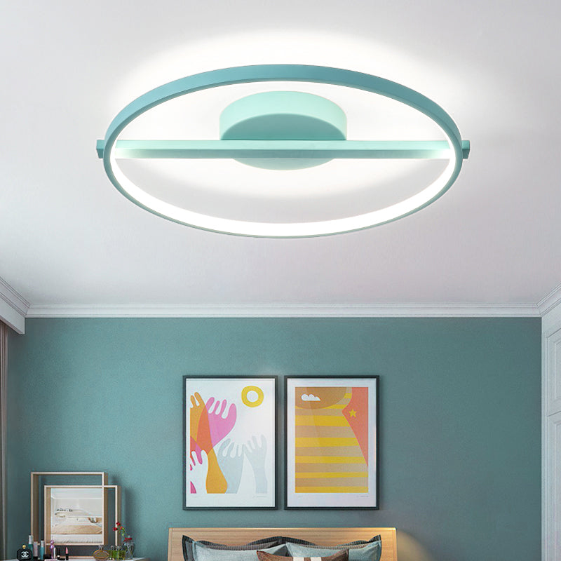 Acrylic Ring Flush Mount Modernism Black/White/Blue Ceiling Mounted Light for Living Room in Warm/White, 12.5"/16.5"/20.5" Dia Clearhalo 'Ceiling Lights' 'Close To Ceiling Lights' 'Close to ceiling' 'Flush mount' Lighting' 1433675