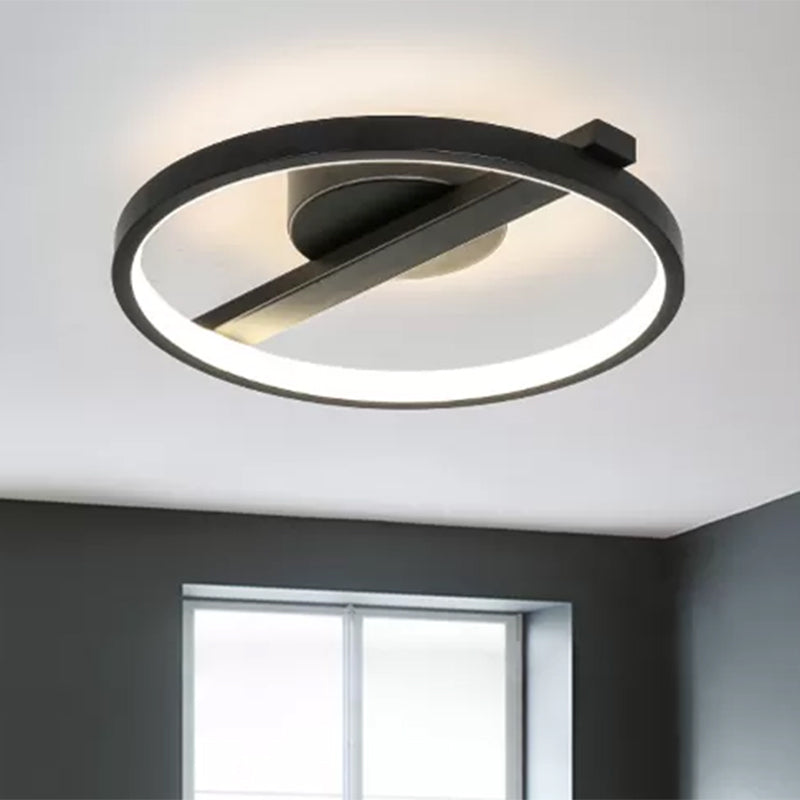 Acrylic Ring Flush Mount Modernism Black/White/Blue Ceiling Mounted Light for Living Room in Warm/White, 12.5"/16.5"/20.5" Dia Clearhalo 'Ceiling Lights' 'Close To Ceiling Lights' 'Close to ceiling' 'Flush mount' Lighting' 1433676