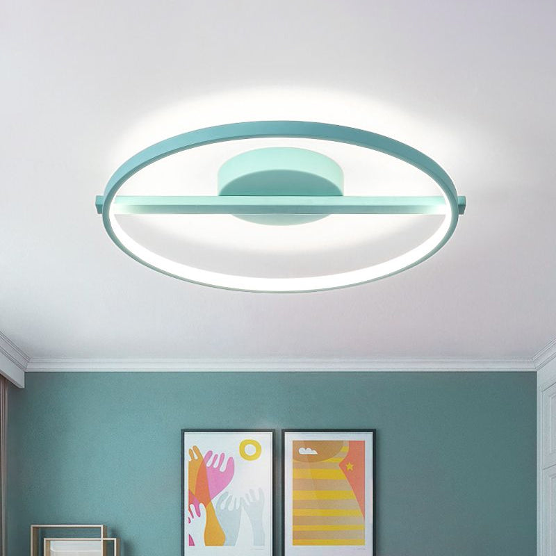 Acrylic Ring Flush Mount Modernism Black/White/Blue Ceiling Mounted Light for Living Room in Warm/White, 12.5"/16.5"/20.5" Dia Clearhalo 'Ceiling Lights' 'Close To Ceiling Lights' 'Close to ceiling' 'Flush mount' Lighting' 1433679