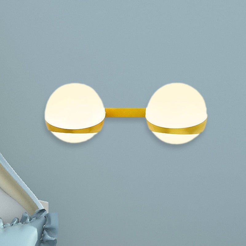 1/2 Heads Spherical Wall Mount Lighting Frosted Glass Shade Modern Wall Lamp in Gold Clearhalo 'Cast Iron' 'Glass' 'Industrial' 'Modern wall lights' 'Modern' 'Tiffany' 'Traditional wall lights' 'Vanity Lights' 'Wall Lights' Lighting' 1433691