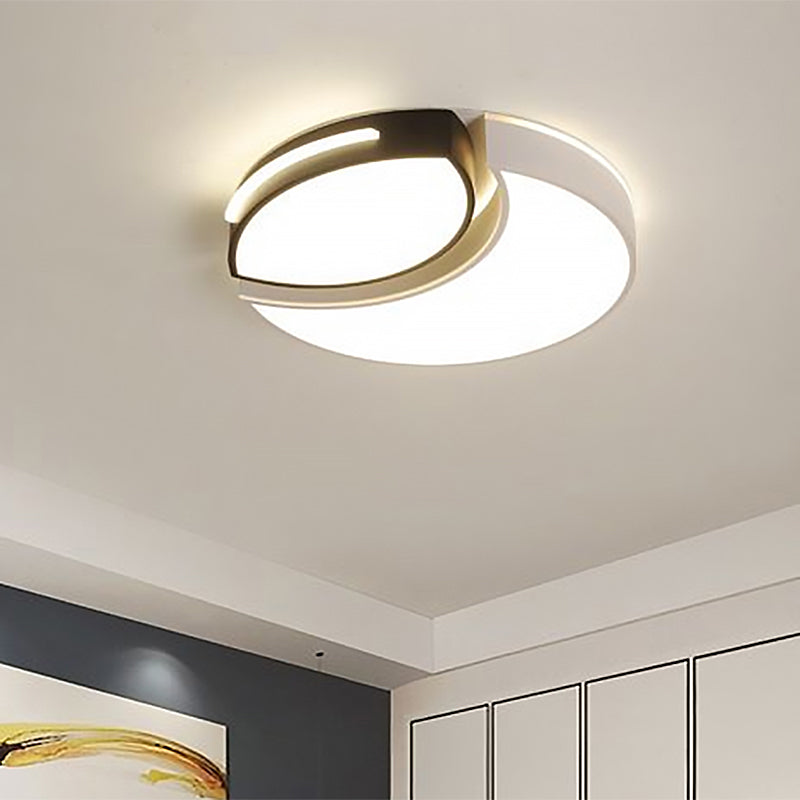 LED Flush Mount Bedroom with Circular Acrylic Shade Black and White Ceiling Flush in Warm/White, 16"/19.5"/23.5" Dia Clearhalo 'Ceiling Lights' 'Close To Ceiling Lights' 'Close to ceiling' 'Flush mount' Lighting' 1433724