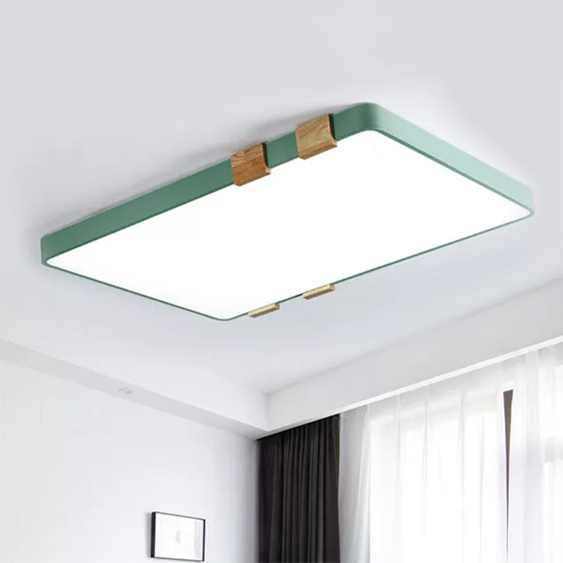 Rectangular Ceiling Light Fixture Nordic Acrylic 1-Light Pink/Yellow/Blue Flush Mount Lamp in Warm/White Light Clearhalo 'Ceiling Lights' 'Close To Ceiling Lights' 'Close to ceiling' 'Flush mount' Lighting' 1433760