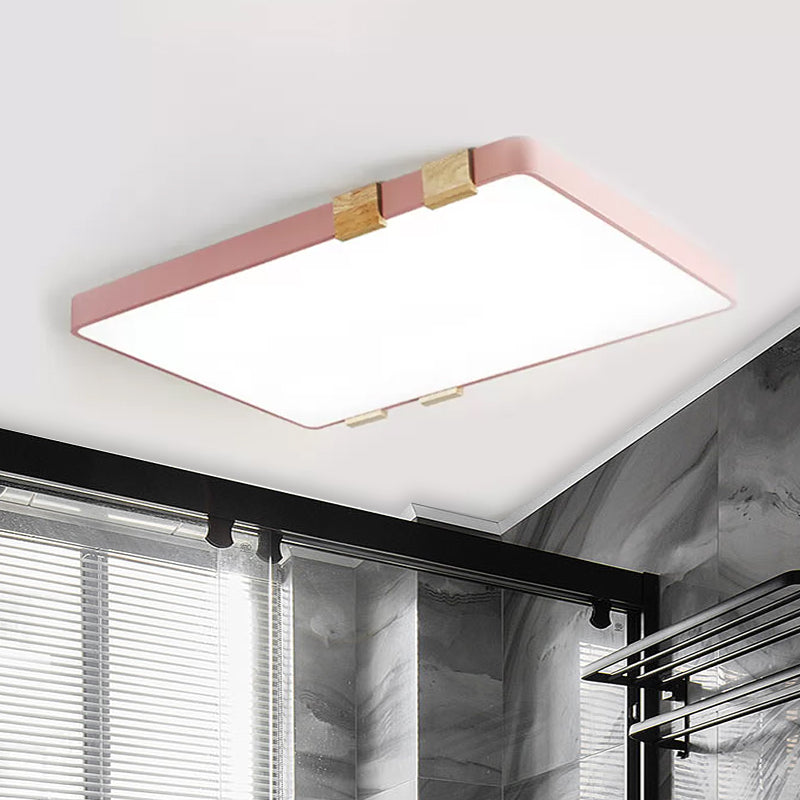 Rectangular Ceiling Light Fixture Nordic Acrylic 1-Light Pink/Yellow/Blue Flush Mount Lamp in Warm/White Light Clearhalo 'Ceiling Lights' 'Close To Ceiling Lights' 'Close to ceiling' 'Flush mount' Lighting' 1433761