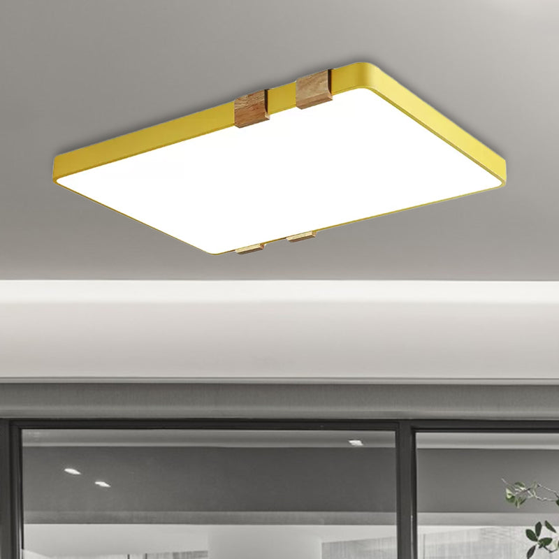 Rectangular Ceiling Light Fixture Nordic Acrylic 1-Light Pink/Yellow/Blue Flush Mount Lamp in Warm/White Light Clearhalo 'Ceiling Lights' 'Close To Ceiling Lights' 'Close to ceiling' 'Flush mount' Lighting' 1433762