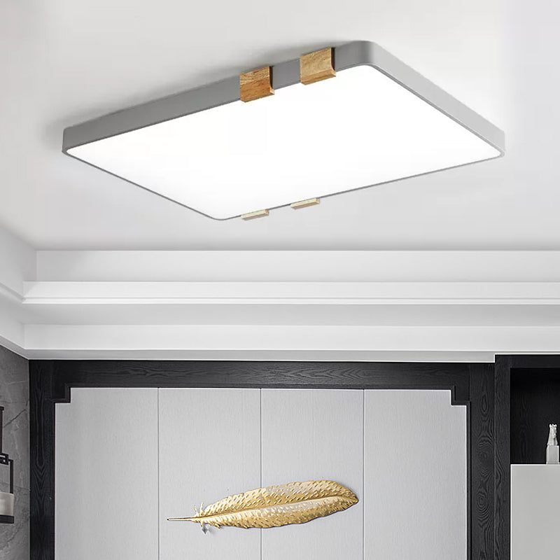 Nordic 1 Light Ceiling Lamp with Acrylic Shade Grey/White Rectangular Flush Mount Lighting in Warm/White Light Clearhalo 'Ceiling Lights' 'Close To Ceiling Lights' 'Close to ceiling' 'Flush mount' Lighting' 1433765