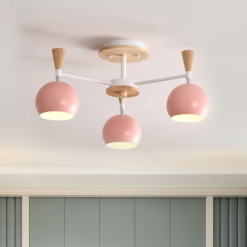 Macaron 3/6/8-Light Ceiling Lamp with Acrylic Shade Pink/Yellow/Blue Dome Semi Flush Pendant Clearhalo 'Ceiling Lights' 'Close To Ceiling Lights' 'Close to ceiling' 'Semi-flushmount' Lighting' 1433766