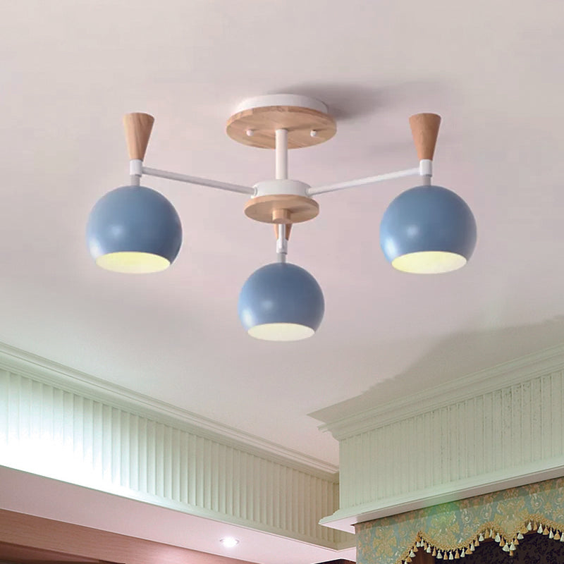 Macaron 3/6/8-Light Ceiling Lamp with Acrylic Shade Pink/Yellow/Blue Dome Semi Flush Pendant Clearhalo 'Ceiling Lights' 'Close To Ceiling Lights' 'Close to ceiling' 'Semi-flushmount' Lighting' 1433769