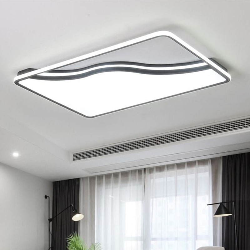 Black/White Rectangular/Square Ceiling Light Simple Acrylic 16"/19.5"/35.5" W LED Ceiling Light Fixture for Bedroom in Warm/White Clearhalo 'Ceiling Lights' 'Close To Ceiling Lights' 'Close to ceiling' 'Flush mount' Lighting' 1433785