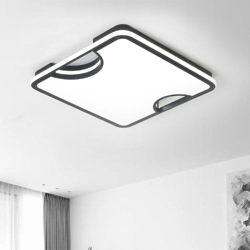 Rectangular/Square Acrylic Flush Ceiling Light Modern Black/White Integrated LED Ceiling Lamp in Warm/White, 16"/19.5"/35.5" W Clearhalo 'Ceiling Lights' 'Close To Ceiling Lights' 'Close to ceiling' 'Flush mount' Lighting' 1433791