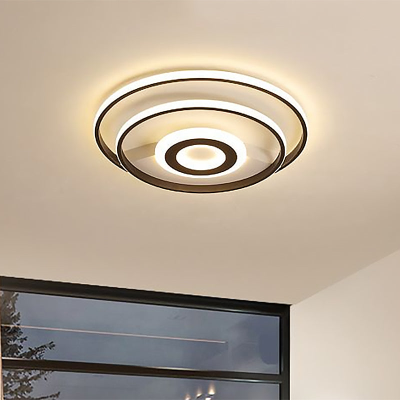 16"/19.5"/23.5" W Black Ring Flush Mount Light Nordic Acrylic Bedroom LED Ceiling Lighting in Warm/White Clearhalo 'Ceiling Lights' 'Close To Ceiling Lights' 'Close to ceiling' 'Flush mount' Lighting' 1433793