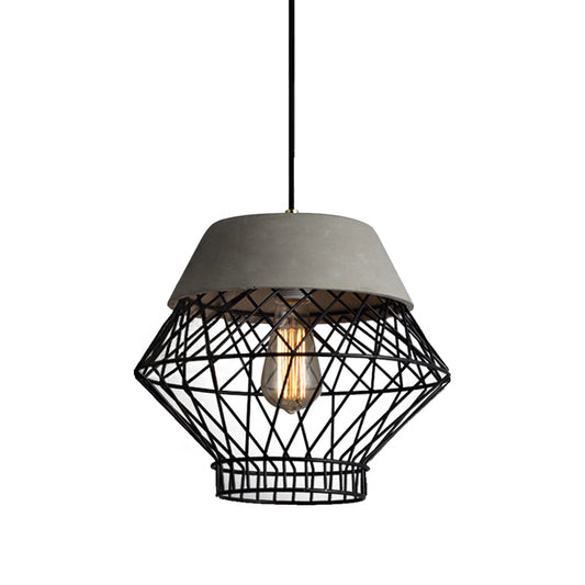 Retro Style Wire Cage Hanging Lamp 1 Light Metal Pendant Light Fixture with Adjustable Cord in Black Clearhalo 'Ceiling Lights' 'Modern Pendants' 'Modern' 'Pendant Lights' 'Pendants' Lighting' 143381