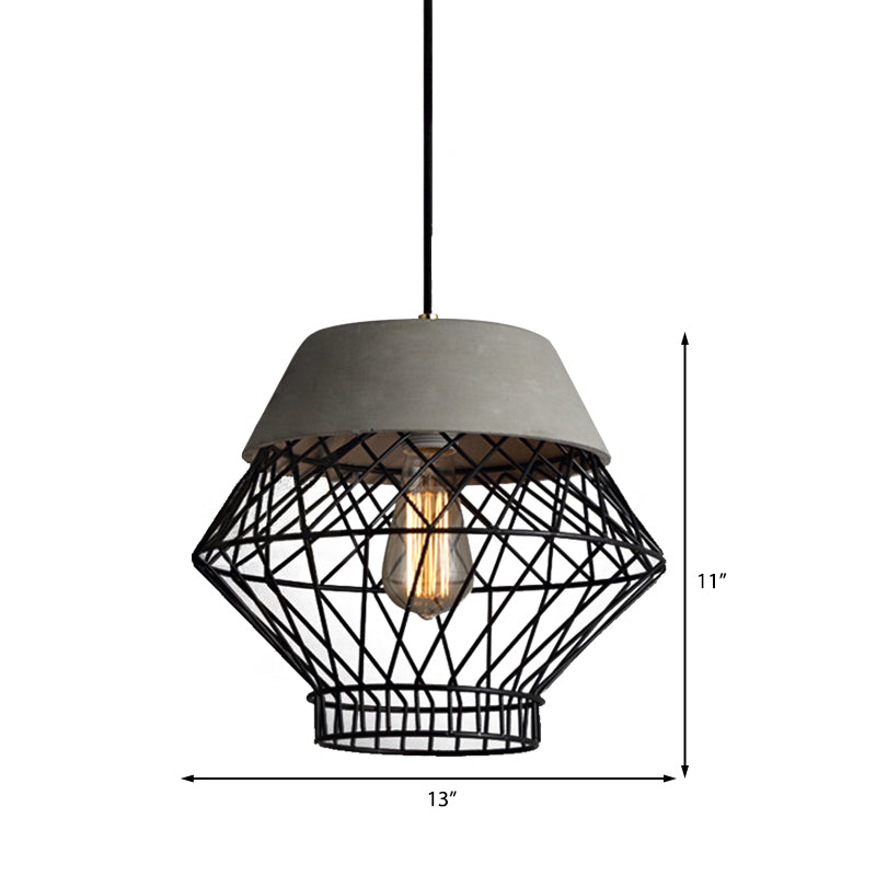 Retro Style Wire Cage Hanging Lamp 1 Light Metal Pendant Light Fixture with Adjustable Cord in Black Clearhalo 'Ceiling Lights' 'Modern Pendants' 'Modern' 'Pendant Lights' 'Pendants' Lighting' 143382