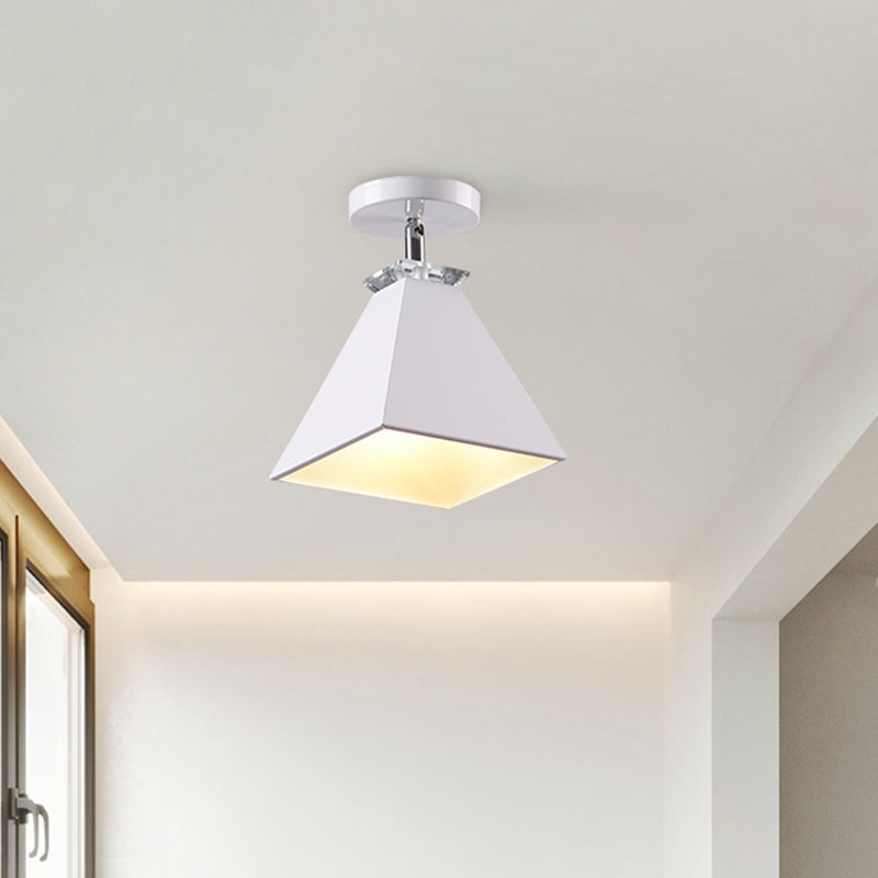 Pyramid Semi-Flush Mount Fixture Metal Modernist 1 Light Semi Flush Ceiling Light in Gray/White/Green Clearhalo 'Ceiling Lights' 'Close To Ceiling Lights' 'Close to ceiling' 'Semi-flushmount' Lighting' 1433868