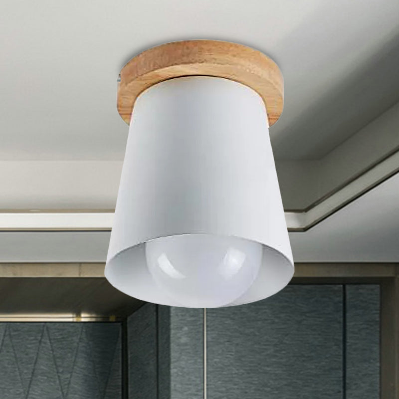 1 Bulb Gray/White/Green Conical Flush Mount Ceiling Light Metal Contemporary Ceiling Mounted Light for Bedroom Clearhalo 'Ceiling Lights' 'Close To Ceiling Lights' 'Close to ceiling' 'Flush mount' Lighting' 1433880