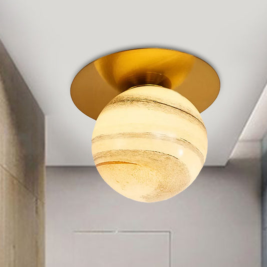 Clear/Light-Brown/Cream Orbit Ceiling Light Modern Glass 1 Light Kitchen Flushmount Ceiling Lamp Clearhalo 'Ceiling Lights' 'Close To Ceiling Lights' 'Close to ceiling' 'Flush mount' Lighting' 1433933