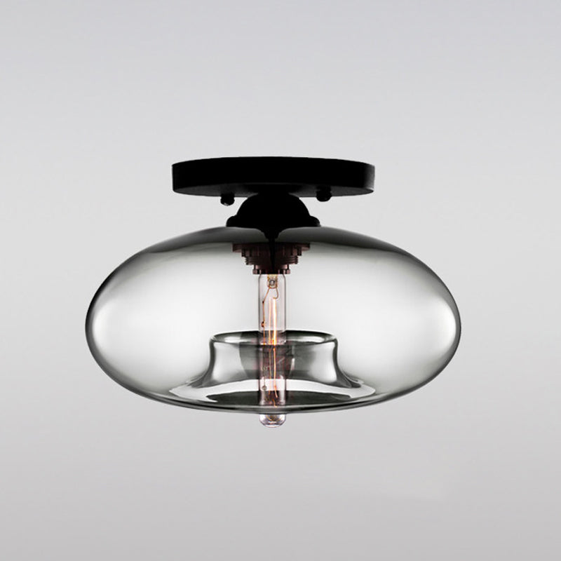 Oblong Flush Ceiling Light Fixture Modernist Glass 1 Light Sky Blue/Amber/Smoke Gray/Coffee Ceiling Light Fixture, 11" W Clearhalo 'Ceiling Lights' 'Close To Ceiling Lights' 'Close to ceiling' 'Flush mount' Lighting' 1433952