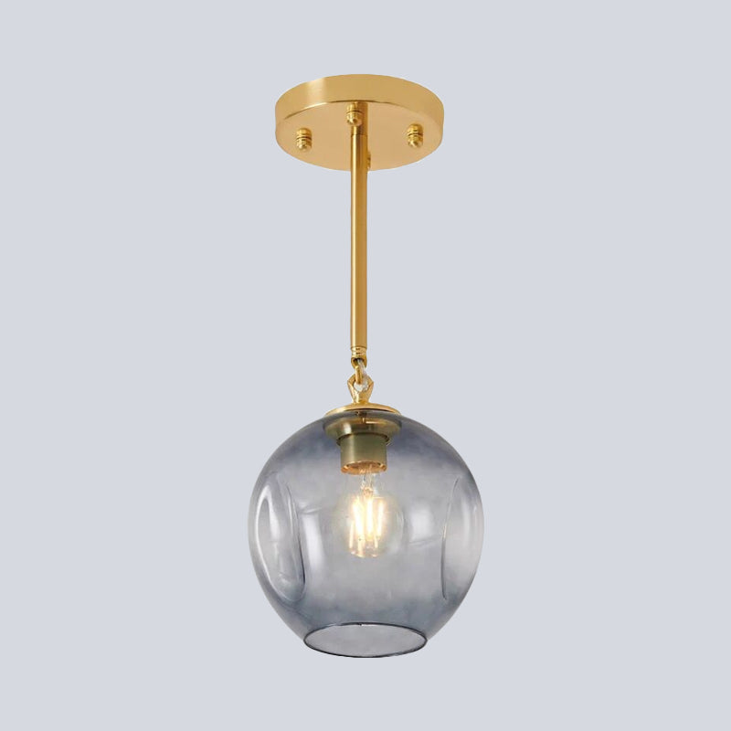 Concave Amber/Smoke Gray Glass Semi Flush Light Fixture Nordic 1 Light Ceiling Flush Mount for Hallway Clearhalo 'Ceiling Lights' 'Close To Ceiling Lights' 'Close to ceiling' 'Glass shade' 'Glass' 'Semi-flushmount' Lighting' 1433962