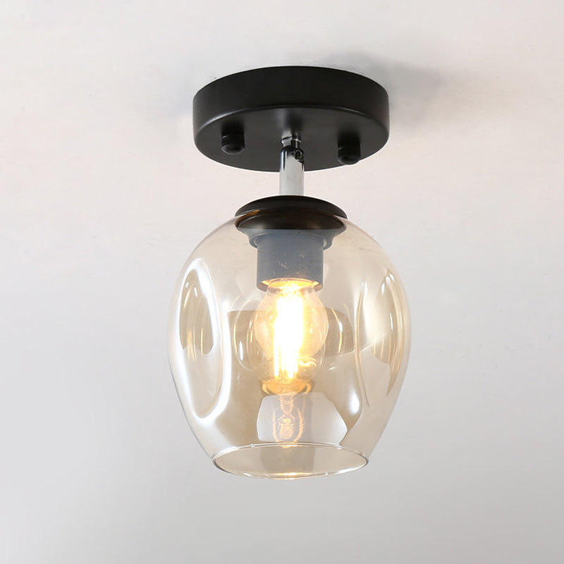 Black/Gold Finish Carafe Semi Flush Lighting Modern 1 Light Semi-Flush with Irregular Clear/Amber/Smoke Gray Glass Shade Clearhalo 'Ceiling Lights' 'Close To Ceiling Lights' 'Close to ceiling' 'Flush mount' Lighting' 1433964