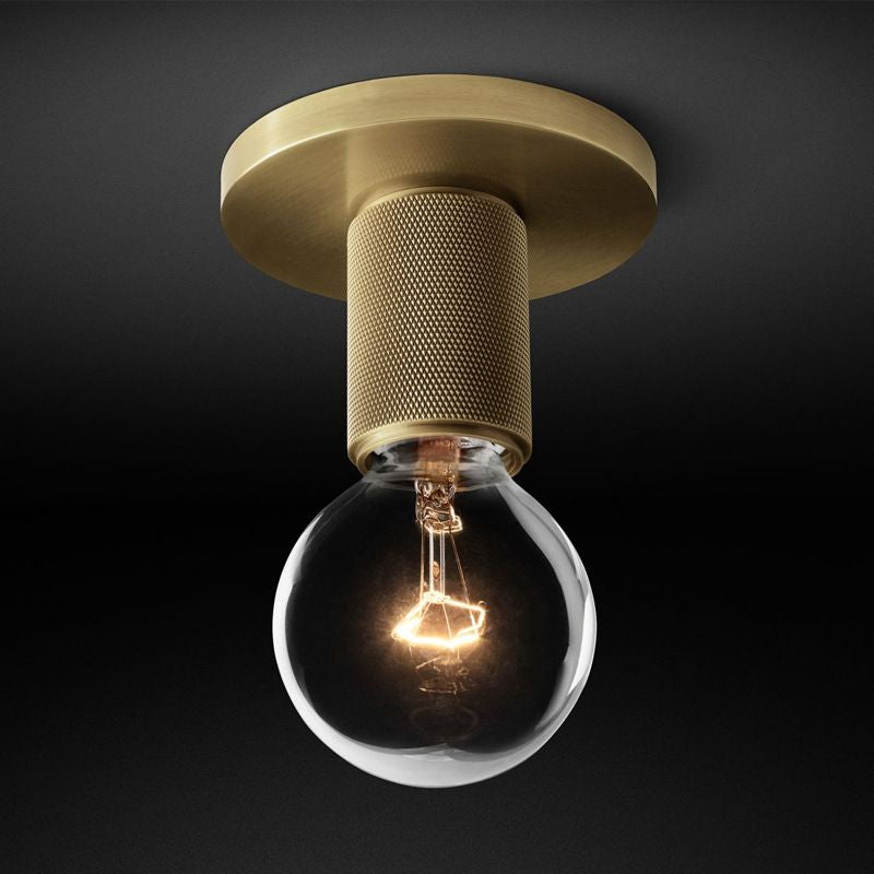 Globe/Cone/Cylinder/Trumpet Glass Flush Pendant Ceiling Light Modern 1 Light Flushmount Lighting in Brass for Balcony Clearhalo 'Ceiling Lights' 'Close To Ceiling Lights' 'Close to ceiling' 'Flush mount' Lighting' 1433970