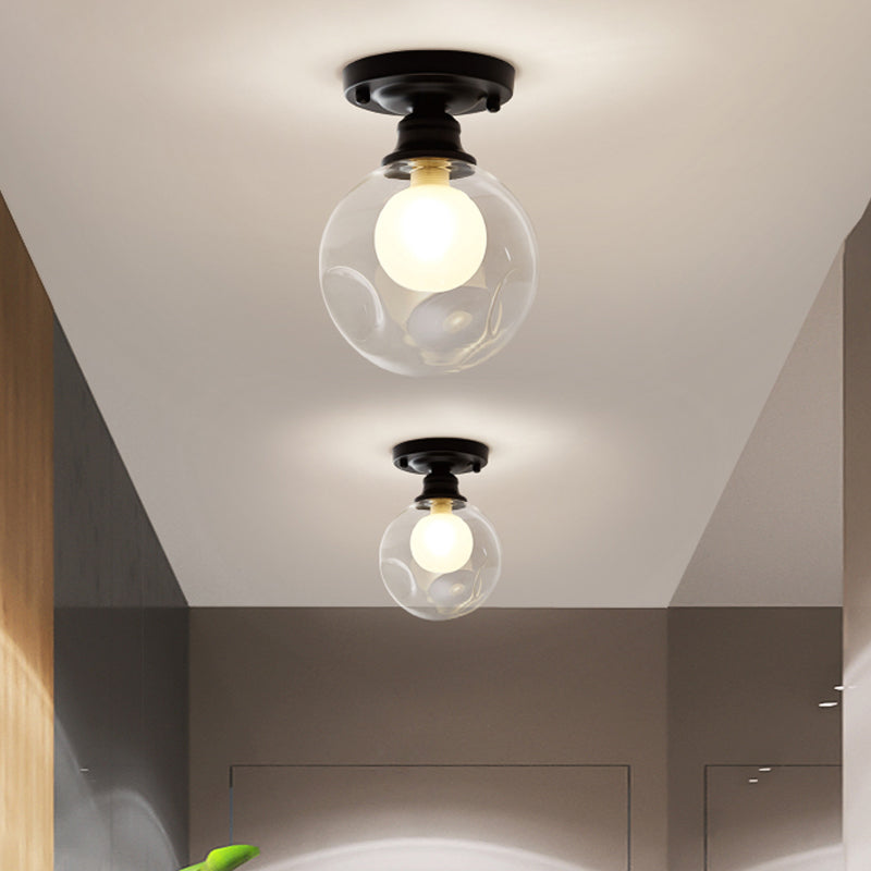 Orb Glass Flush Fixture Contemporary 1 Head Flush Mount Ceiling Light Fixture in Clear for Bedroom Clearhalo 'Ceiling Lights' 'Close To Ceiling Lights' 'Close to ceiling' 'Flush mount' Lighting' 1433986