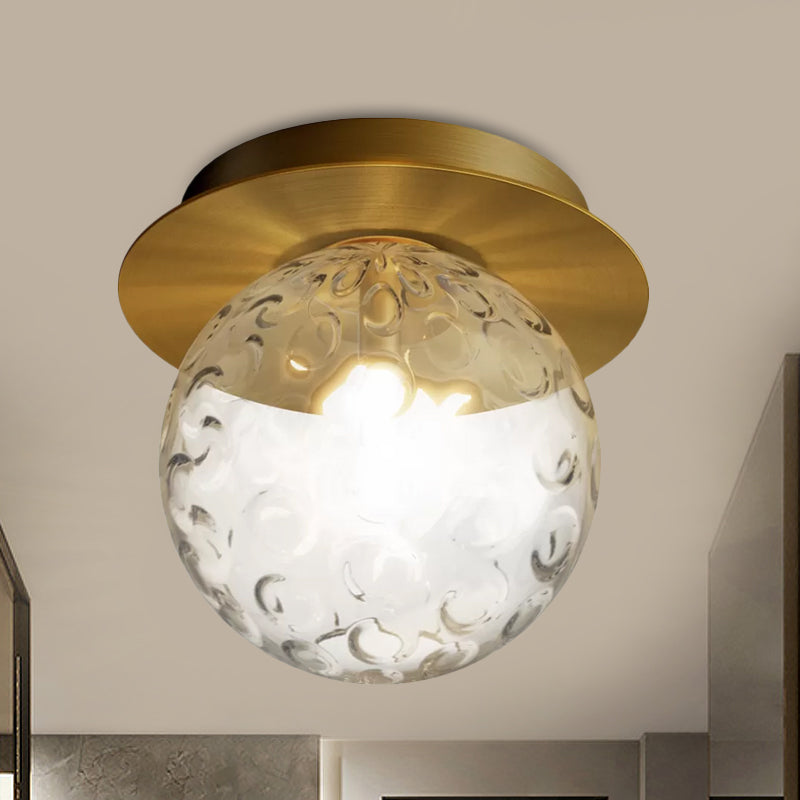 Water Glass Globe Flush Pendant Light Modern 1 Bulb Indoor Ceiling Light Flush Mount in Clear Clearhalo 'Ceiling Lights' 'Close To Ceiling Lights' 'Close to ceiling' 'Flush mount' Lighting' 1433987