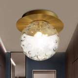 Water Glass Globe Flush Pendant Light Modern 1 Bulb Indoor Ceiling Light Flush Mount in Clear Clearhalo 'Ceiling Lights' 'Close To Ceiling Lights' 'Close to ceiling' 'Flush mount' Lighting' 1433988