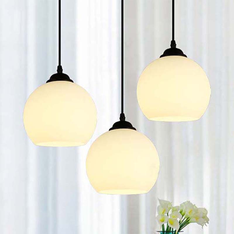 Black Orb Pendant Ceiling Light Farmhouse White Glass 1 Light Dining Room Hanging Lamp Clearhalo 'Ceiling Lights' 'Glass shade' 'Glass' 'Industrial Pendants' 'Industrial' 'Middle Century Pendants' 'Pendant Lights' 'Pendants' 'Tiffany' Lighting' 143405