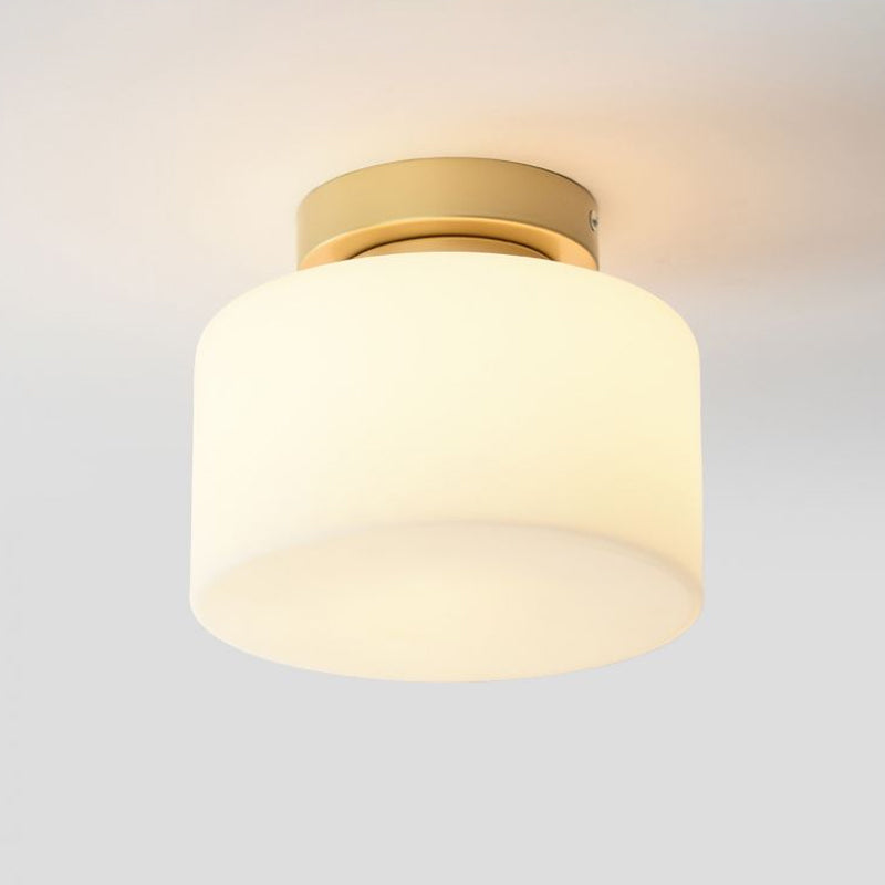 Opal Glass Square/Cylinder Flush Mount Light Simple 1 Light Ceiling Mounted Fixture in White Clearhalo 'Ceiling Lights' 'Close To Ceiling Lights' 'Close to ceiling' 'Flush mount' Lighting' 1434059