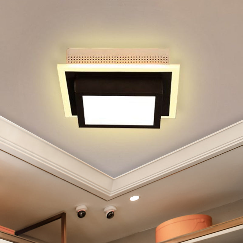 Acrylic Round/Square/Triangle Flush Ceiling Light Corridor Foyer Modern Style LED Ceiling Lamp in Black/White Clearhalo 'Ceiling Lights' 'Close To Ceiling Lights' 'Close to ceiling' 'Flush mount' Lighting' 1434071