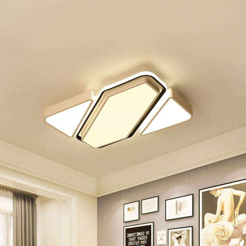 Spliced Rectangle LED Flush Ceiling Light Modern Metal White Living Room Ceiling Flush Mount with Acrylic Diffuser, 25.5"/37.5" W Clearhalo 'Ceiling Lights' 'Close To Ceiling Lights' 'Close to ceiling' 'Flush mount' Lighting' 1434103