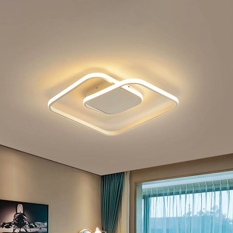 Square Flush Ceiling Light Contemporary Acrylic White/Black/Gold Modern LED Ceiling Lamp for Bedroom in Warm/White Clearhalo 'Ceiling Lights' 'Close To Ceiling Lights' 'Close to ceiling' 'Flush mount' Lighting' 1434106