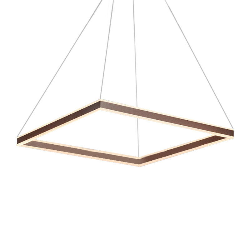 Square Ceiling Pendant Modern Acrylic 1/2/3-Head LED Brown Chandelier Light in Warm/White Light Clearhalo 'Ceiling Lights' 'Chandeliers' 'Modern Chandeliers' 'Modern' Lighting' 143411