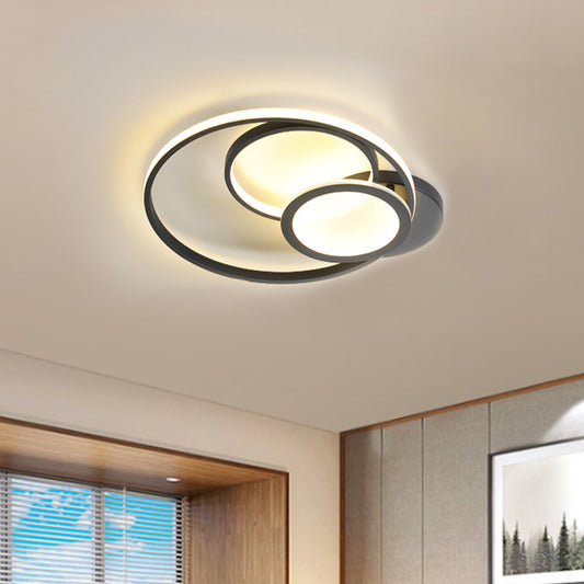Multi Ring Ceiling Lamp Modern Acrylic Black/White LED Flush Mount Fixture for Bedroom in Warm/White Clearhalo 'Ceiling Lights' 'Close To Ceiling Lights' 'Close to ceiling' 'Flush mount' Lighting' 1434114