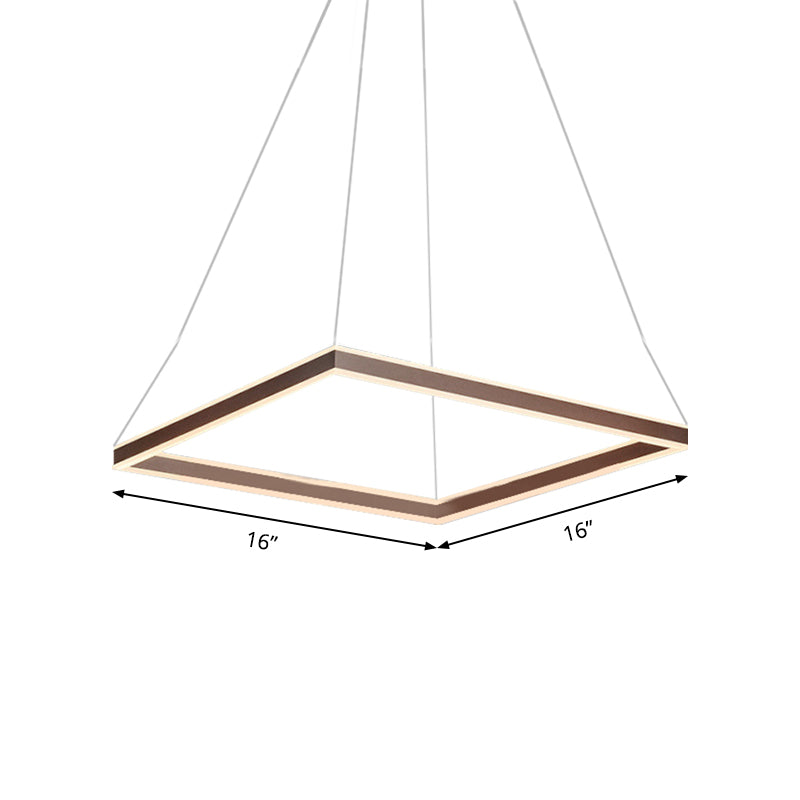 Square Ceiling Pendant Modern Acrylic 1/2/3-Head LED Brown Chandelier Light in Warm/White Light Clearhalo 'Ceiling Lights' 'Chandeliers' 'Modern Chandeliers' 'Modern' Lighting' 143412